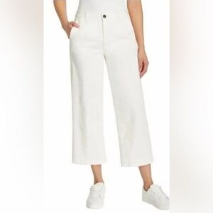 Ella Moss pair of cream-colored wide-leg cropped jeans or trousers. Size 18